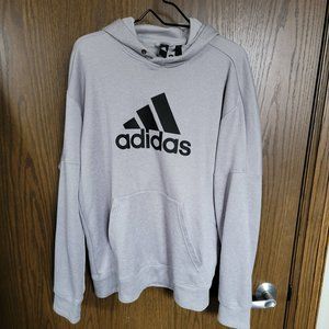 Adidas Grey and Black Logo Hoodie Size Large *** No Hoodie String ***